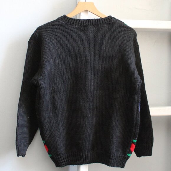 Preswick & Moore Vintage Black Acrylic Teddy Bear Christmas Sweater Size Medium - Picture 2 of 3